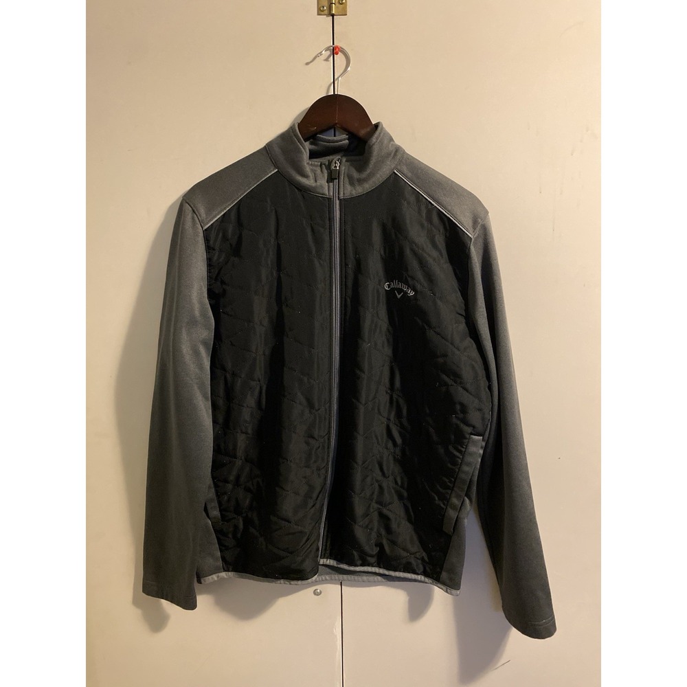 Callaway Golf Jacket Mens S Black Gray Good Quilted Full Zip Hybrid E22209